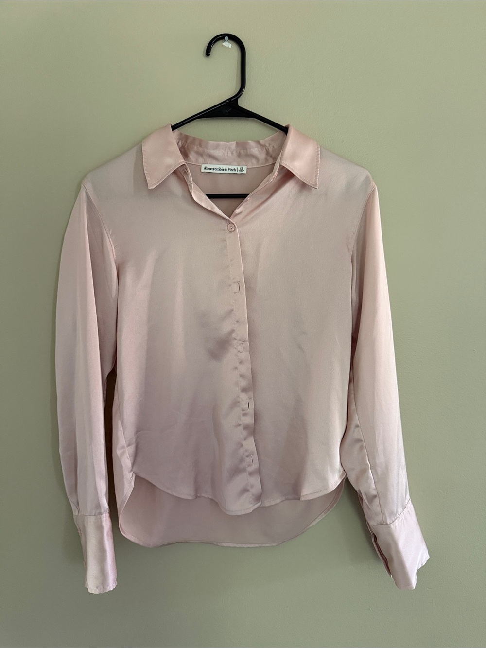 Abercrombie & Fitch Light Blush Satin Button-Down Shirt